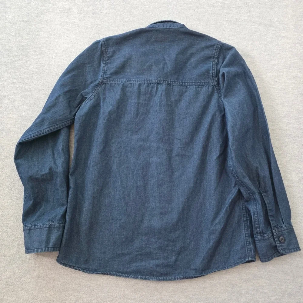 OshKosh Bgosh Boys Dark Wash Denim Button Down Shirt Long Sleeve Size 12 Indigo